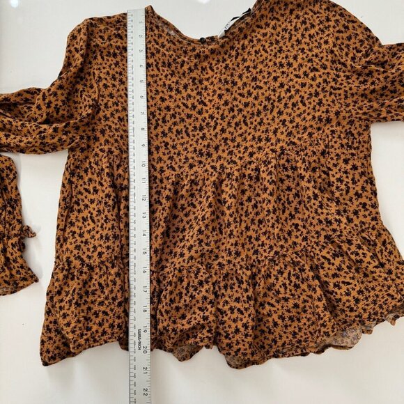 Zara Blouse Tiered Animal Print Long Sleeve Gauze Crepe Lightweight Neutral Sz M - Picture 10 of 16